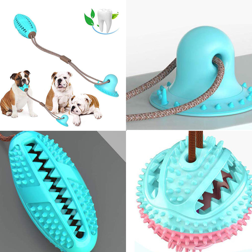 Dog Toys Silicon Suction Cup Tug Interactive Dog Ball Toy For Pet Chew Bite Tooth Cleaning Toothbrush Feeding Pet Supplies - Doggy-Dog world